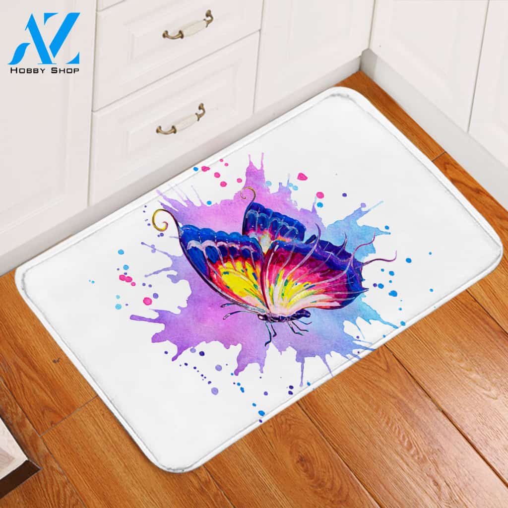 Colorsplashed Butterfly Door Mat