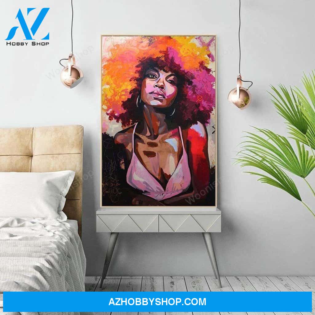 Colour Oil Painting African Women Decorative Posters Abstract Characters Waterproof Canvas Printing Wall Art Hanging Painting