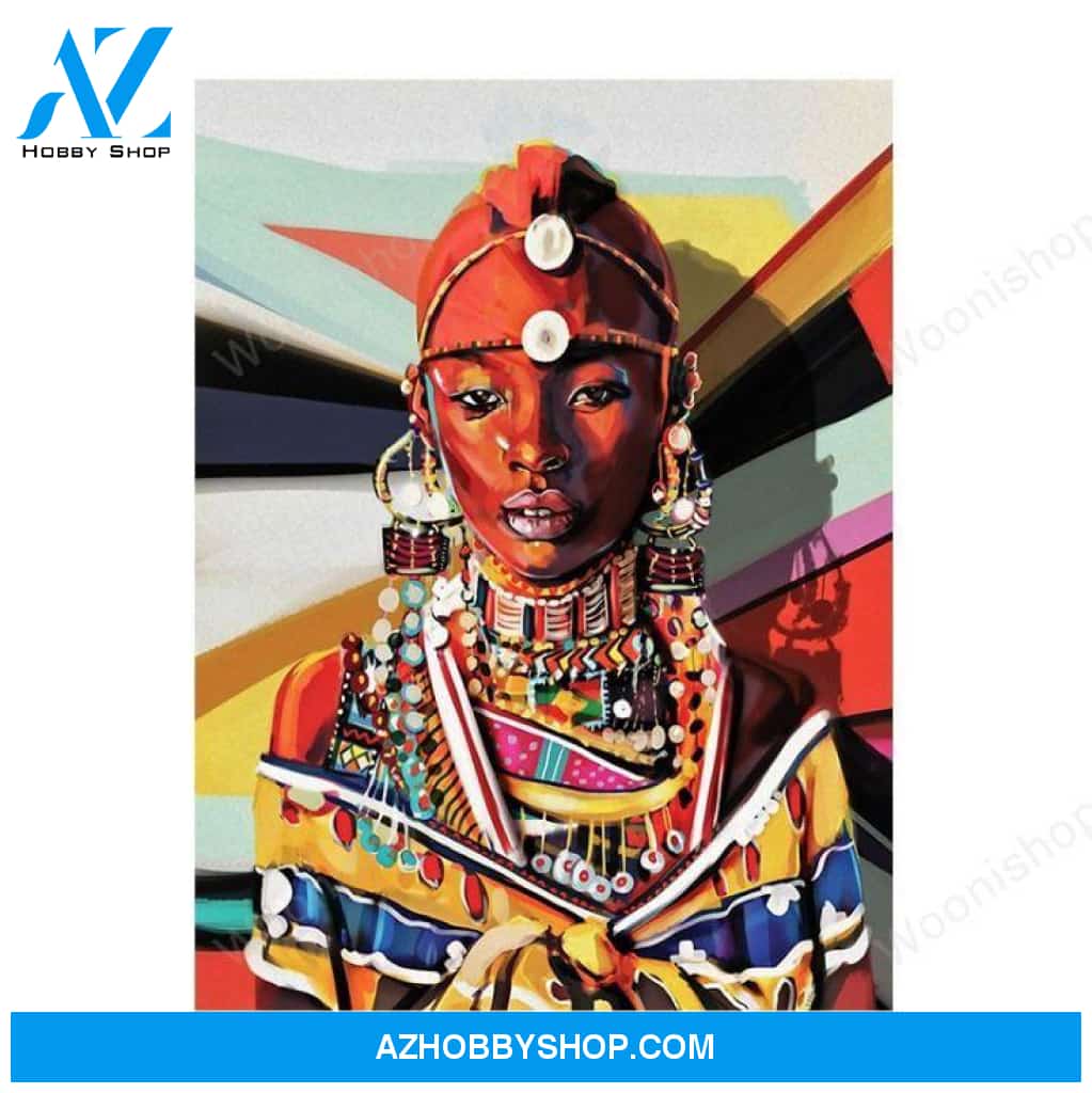 Colour Oil Painting African Women Decorative Posters Abstract Characters Waterproof Canvas Printing Wall Art Hanging Painting