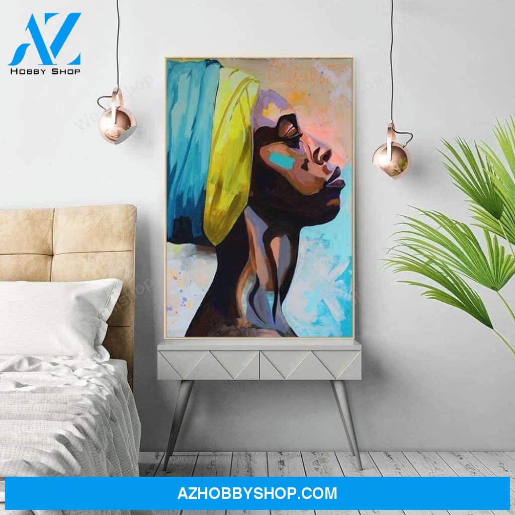 Colour Oil Painting African Women Decorative Posters Abstract Characters Waterproof Canvas Printing Wall Art Hanging Painting