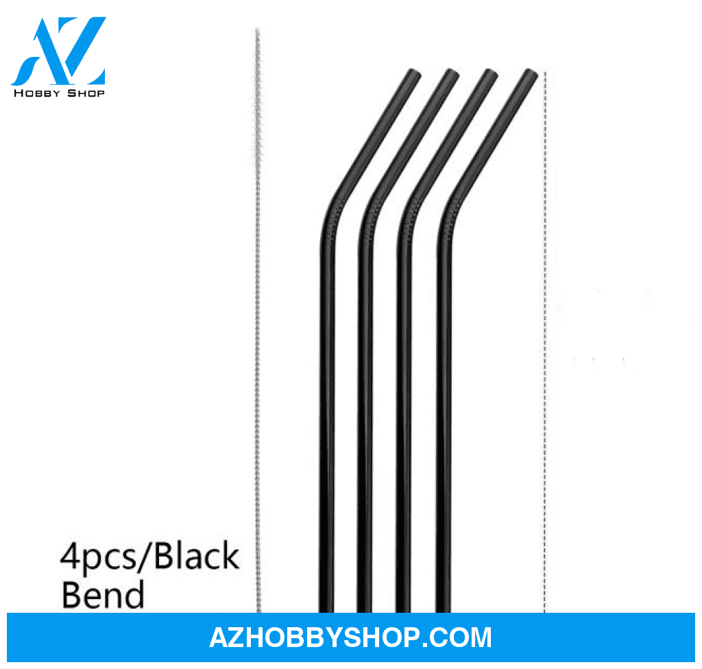 Colourful Reusable Stainless Steel Straws Black / Bend