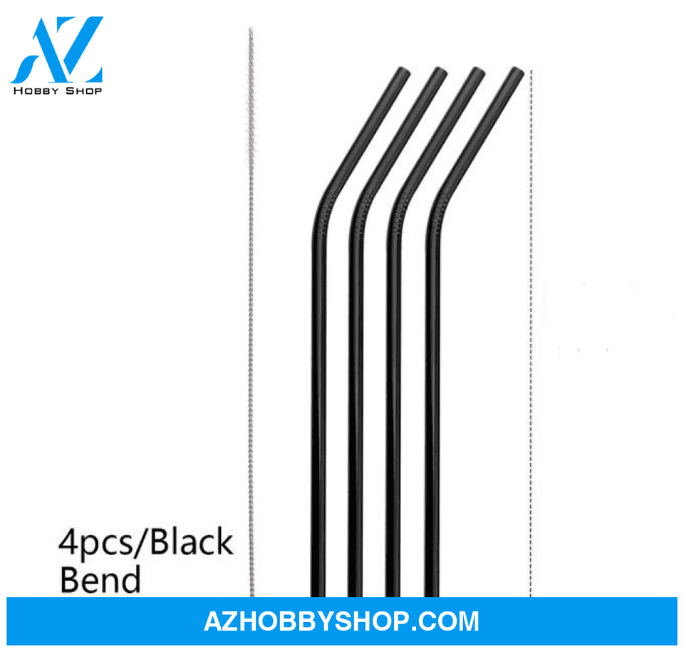 Colourful Reusable Stainless Steel Straws Black / Bend