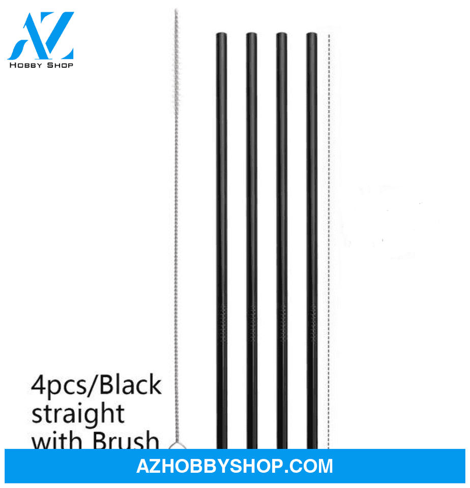 Colourful Reusable Stainless Steel Straws Black / Straight