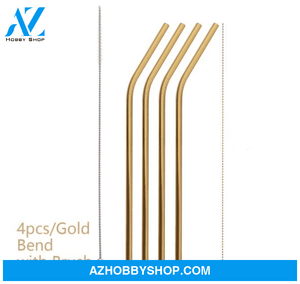 Colourful Reusable Stainless Steel Straws Gold / Bend