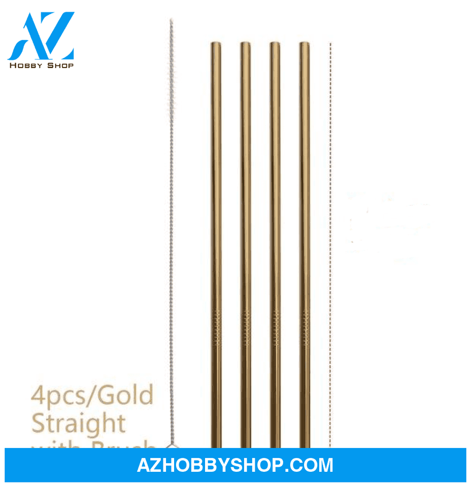 Colourful Reusable Stainless Steel Straws Gold / Straight