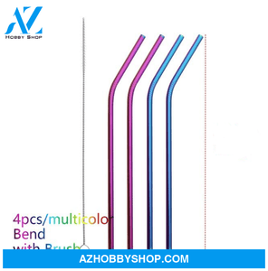 Colourful Reusable Stainless Steel Straws Multicolor / Bend