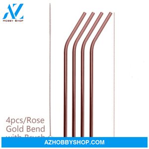 Colourful Reusable Stainless Steel Straws Rosegold / Bend