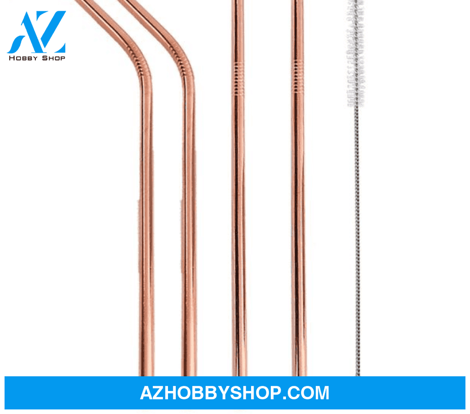 Colourful Reusable Stainless Steel Straws Rosegold / Straightbent