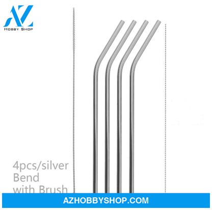 Colourful Reusable Stainless Steel Straws Silver / Bend