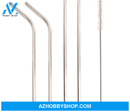 Colourful Reusable Stainless Steel Straws Silver / Straightbent