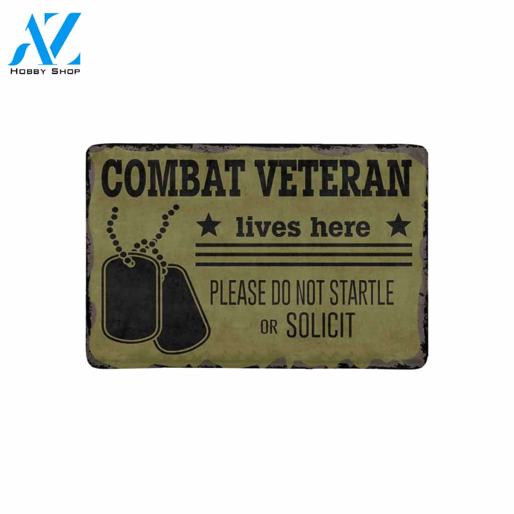 COMBAT VETERAN Doormat 23.6" x 15.7" | Welcome Mat | House Warming Gift