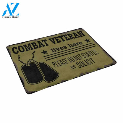 COMBAT VETERAN Doormat 23.6" x 15.7" | Welcome Mat | House Warming Gift