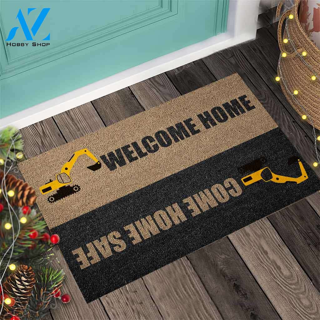 Come Home Safe - Heavy Equipment Operator Coir Pattern Print Doormat