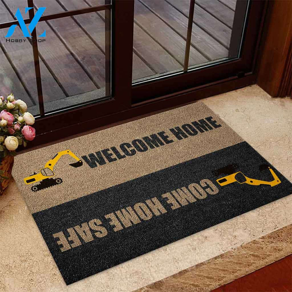 Come Home Safe - Heavy Equipment Operator Coir Pattern Print Doormat