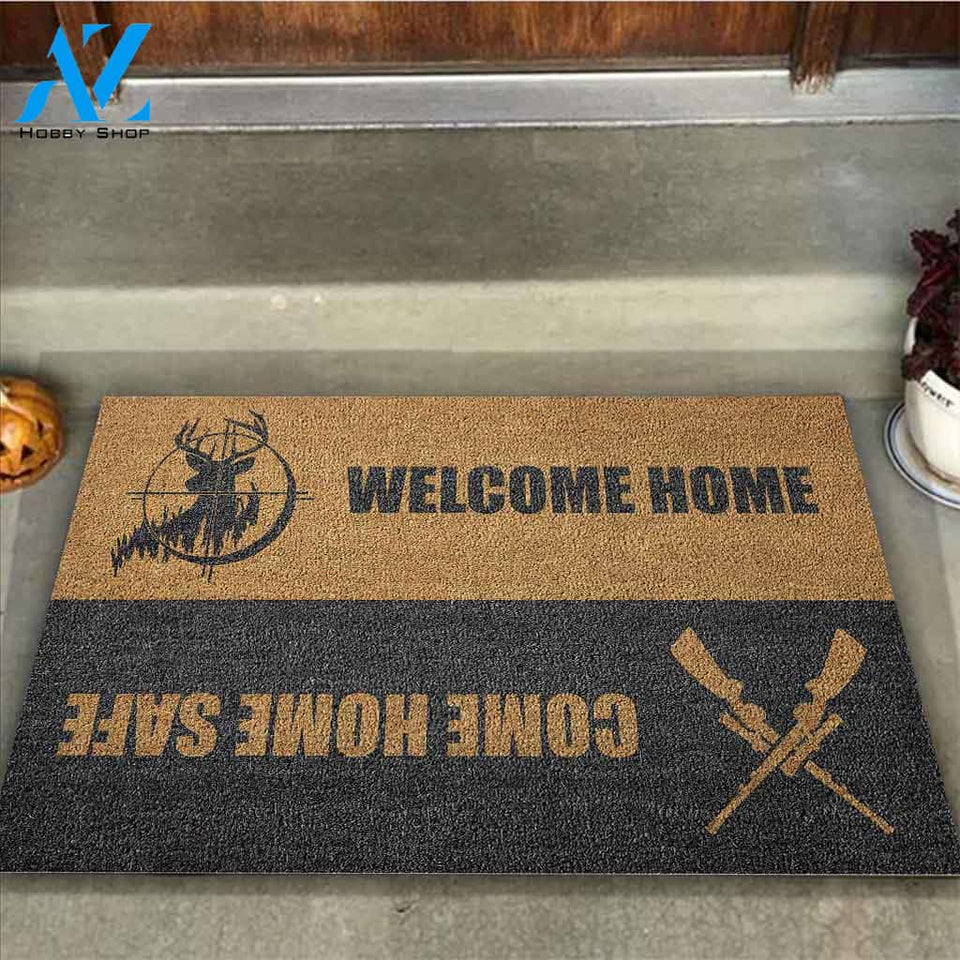 Come Home Safe- Hunting Coir Pattern Print Doormat