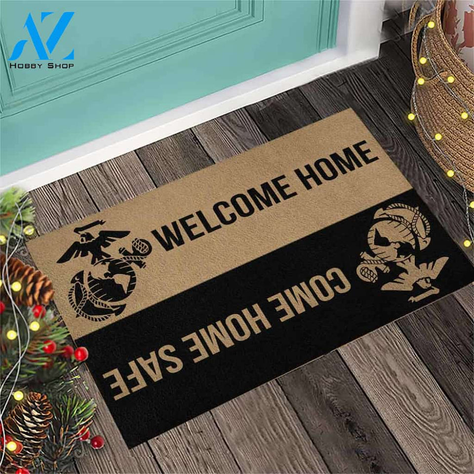 Come Home Safe - Marine Coir Pattern Print Doormat