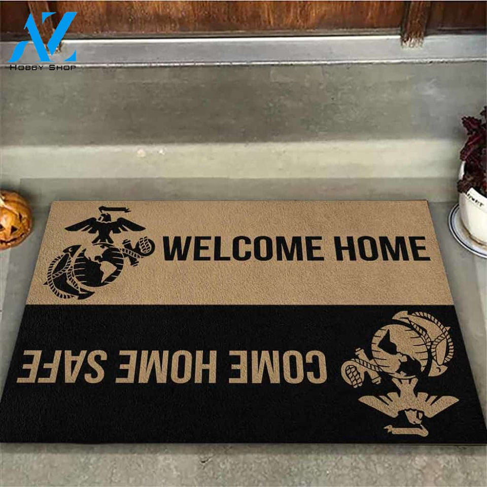 Come Home Safe - Marine Coir Pattern Print Doormat