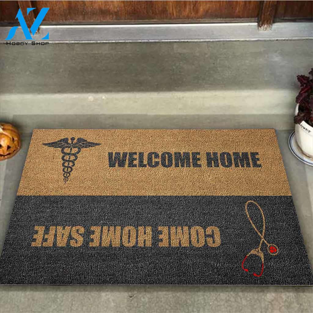 Come Home Safe - Nurse Coir Pattern Print Doormat