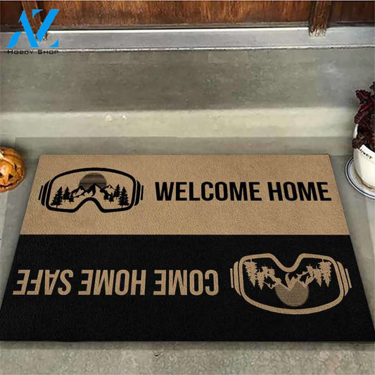 Come Home Safe - Snowboarding Coir Pattern Print Doormat