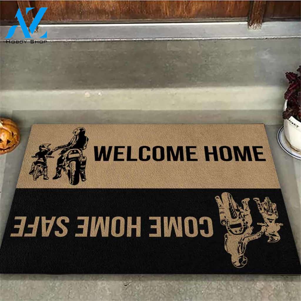 Come Home Safe - Sport Bike Funny Indoor And Outdoor Doormat Warm House Gift Welcome Mat Gift For Biker