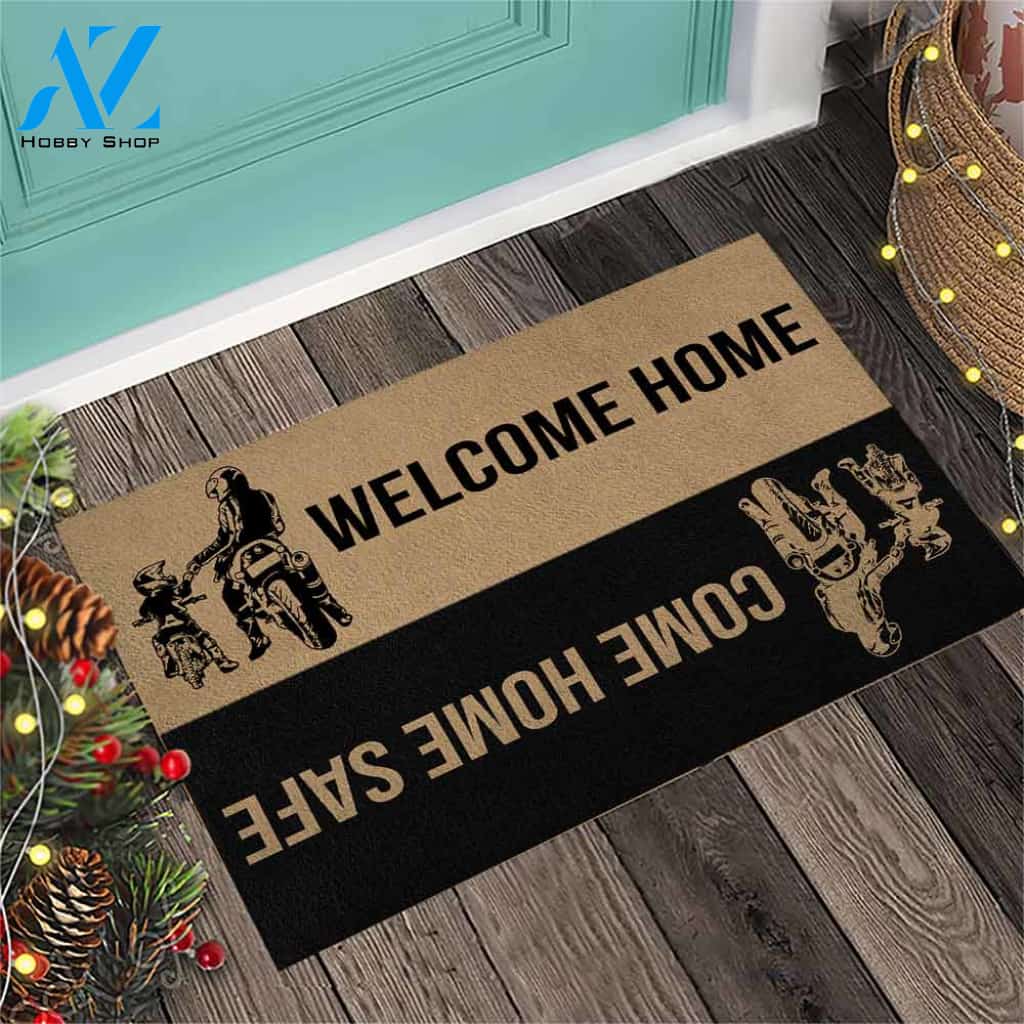 Come Home Safe - Sport Bike Coir Pattern Print Doormat