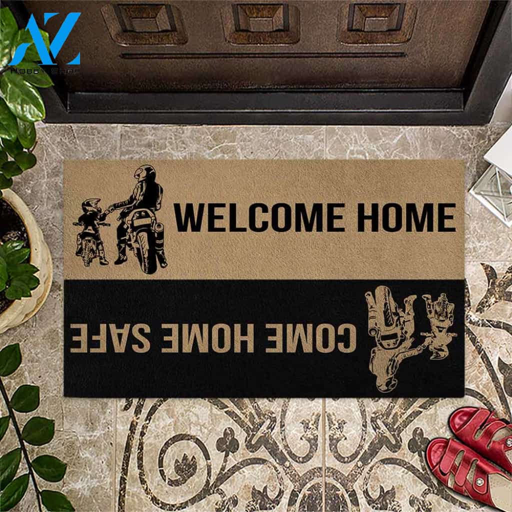 Come Home Safe - Sport Bike Coir Pattern Print Doormat