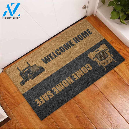 Come Home Safe - Trucker Coir Pattern Print Doormat