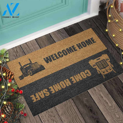 Come Home Safe - Trucker Coir Pattern Print Doormat