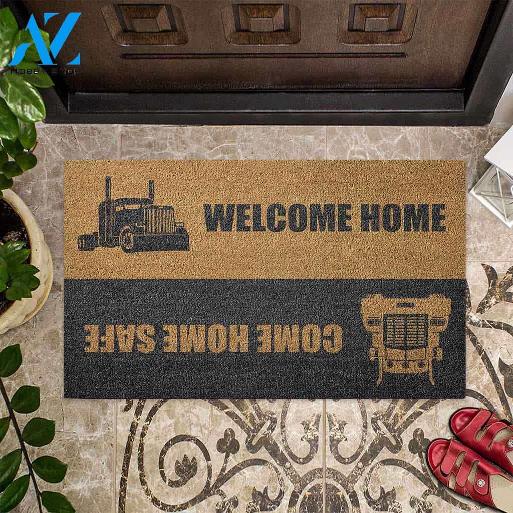 Come Home Safe - Trucker Coir Pattern Print Doormat