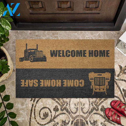 Come Home Safe - Trucker Coir Pattern Print Doormat