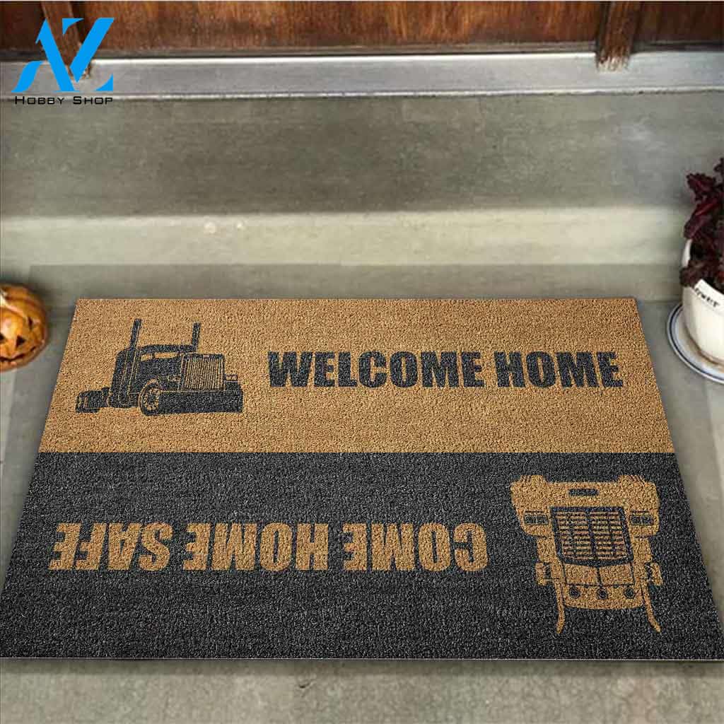 Come Home Safe - Trucker Coir Pattern Print Doormat