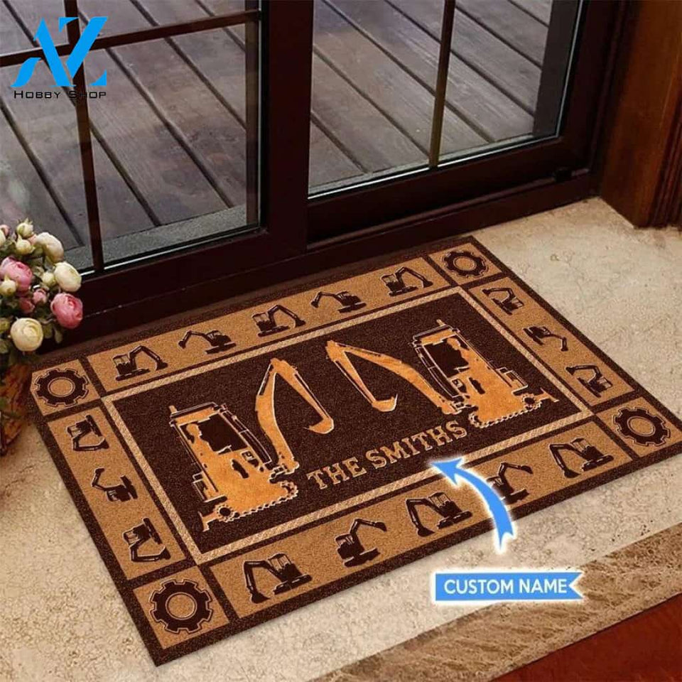 Compact Excavator Personalized Doormat | Welcome Mat | House Warming Gift