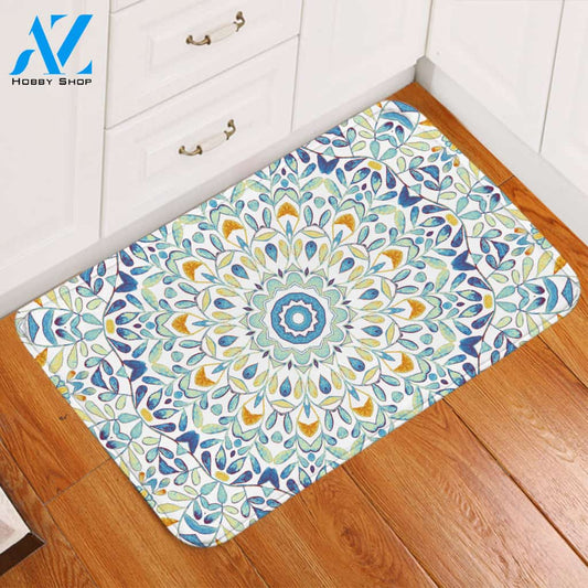 Complex Tiles Design Blue Door Mat