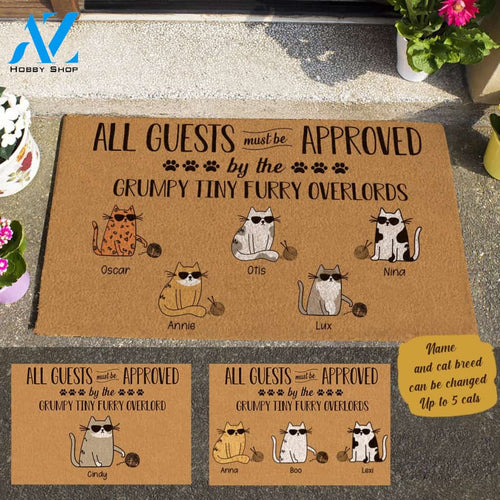 Cool Cat, All Guest Must Be Approved By The Grumpy Tiny Furry Overlords Personalized Doormat