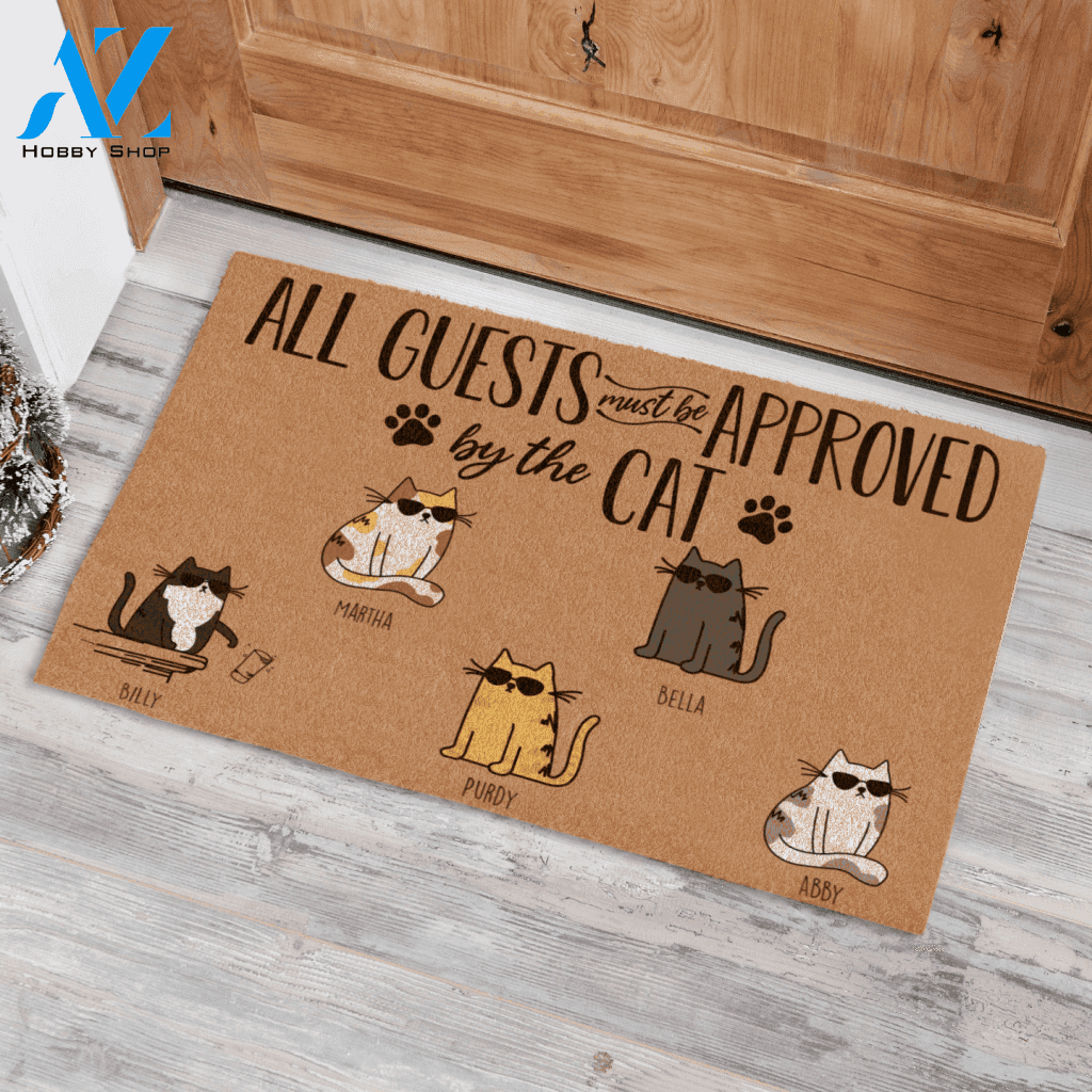 Cool Cat All Guests Must Be Approved By The Dog Custom Name Printed Doormat Home Decor