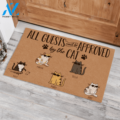 Cool Cat All Guests Must Be Approved By The Dog Custom Name Printed Doormat Home Decor