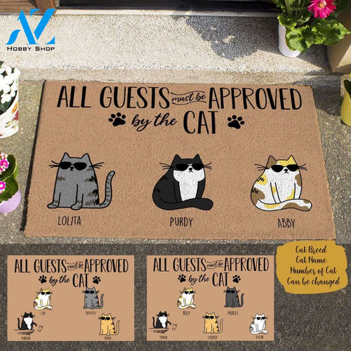 Cool Cat All Guests Must Be Approved By The Dog Custom Name Printed Doormat Home Decor