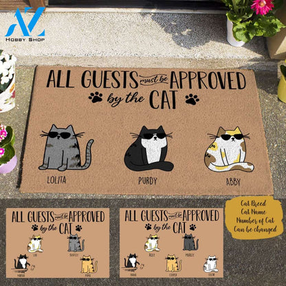 Cool Cat All guests must be approved by the dog personalized Doormat TV