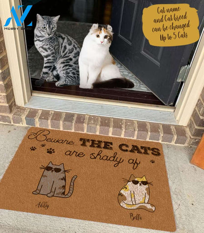 Cool Cat, Beware The Cats Are Shady Af Personalized Doormat HQ