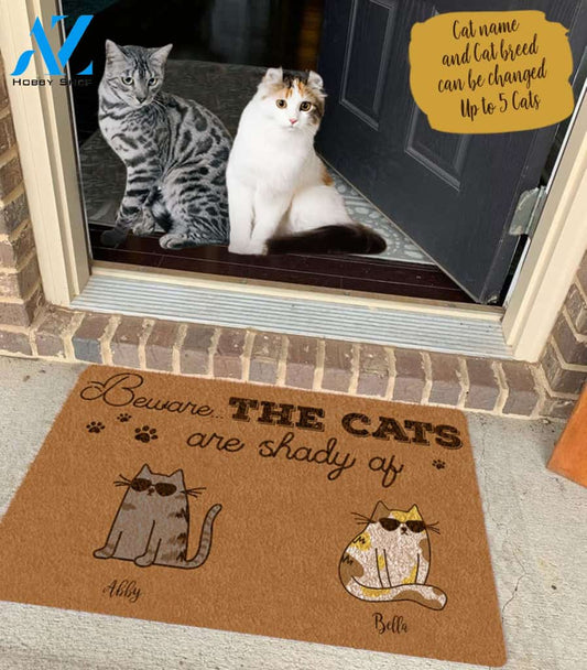 Cool Cat, Beware The Cats Are Shady Af Personalized Doormat HQ