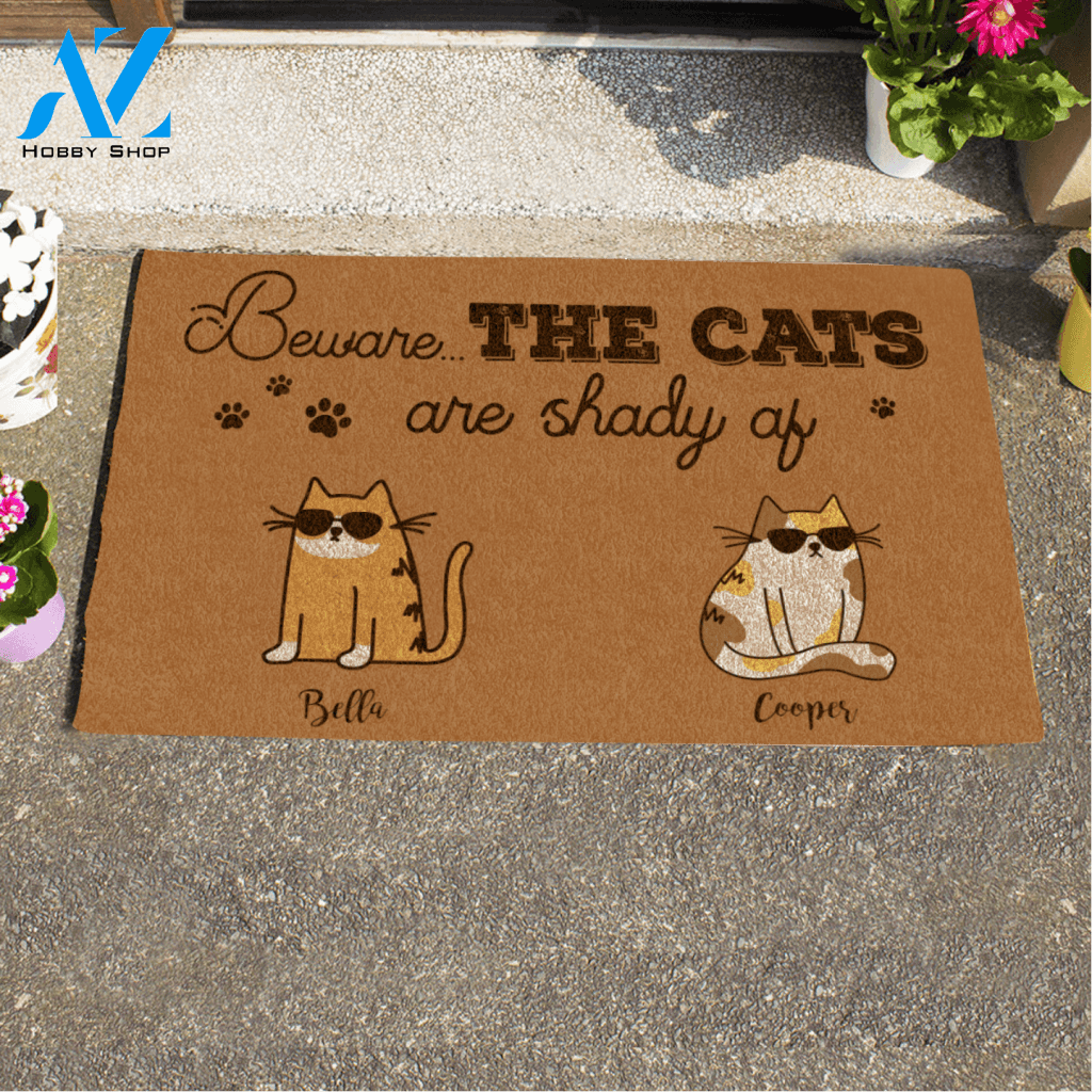 Cool Cat, Beware The Cats Are Shady Af Personalized Doormat HQ