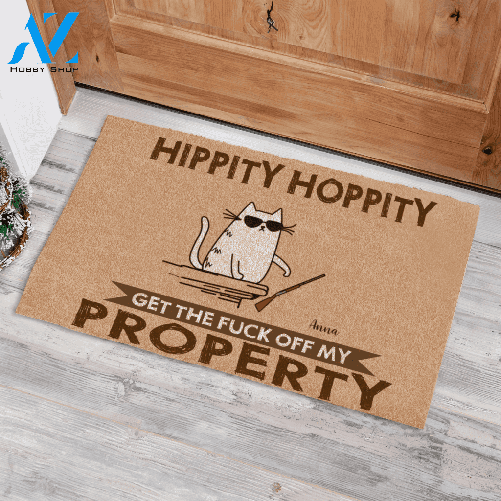 Cool Cat , Hippity Hoppity Personalized Doormat HQ