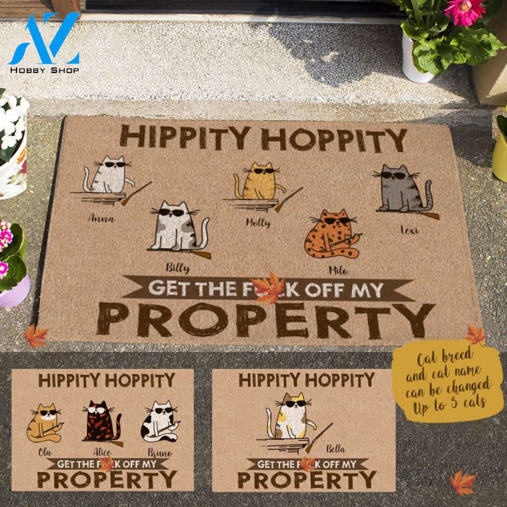 Cool Cat , Hippity Hoppity Personalized Doormat HQ