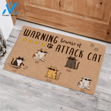 Cool Cat Warning Beware Of Attack Cat Personalized Doormat TV