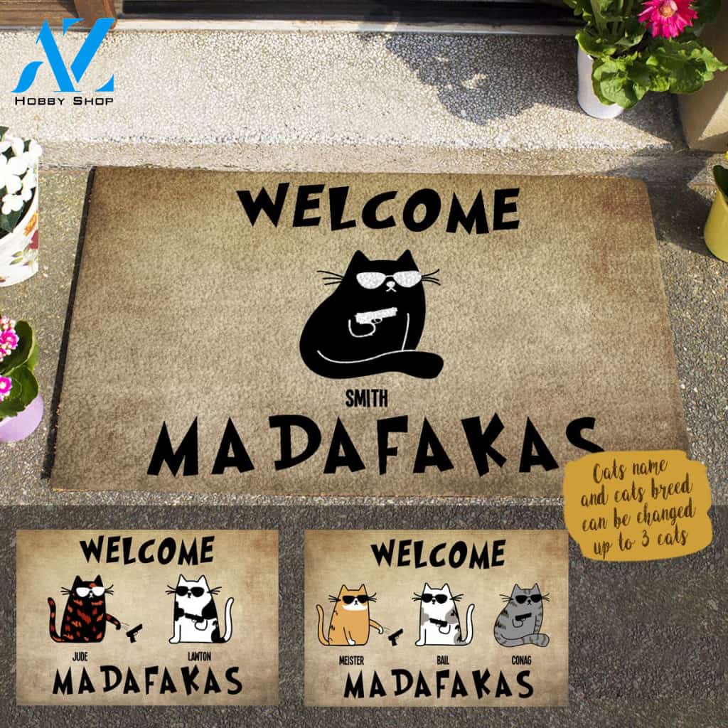 Cool Cat , Welcome Madafakas Personalized Doormat HQ