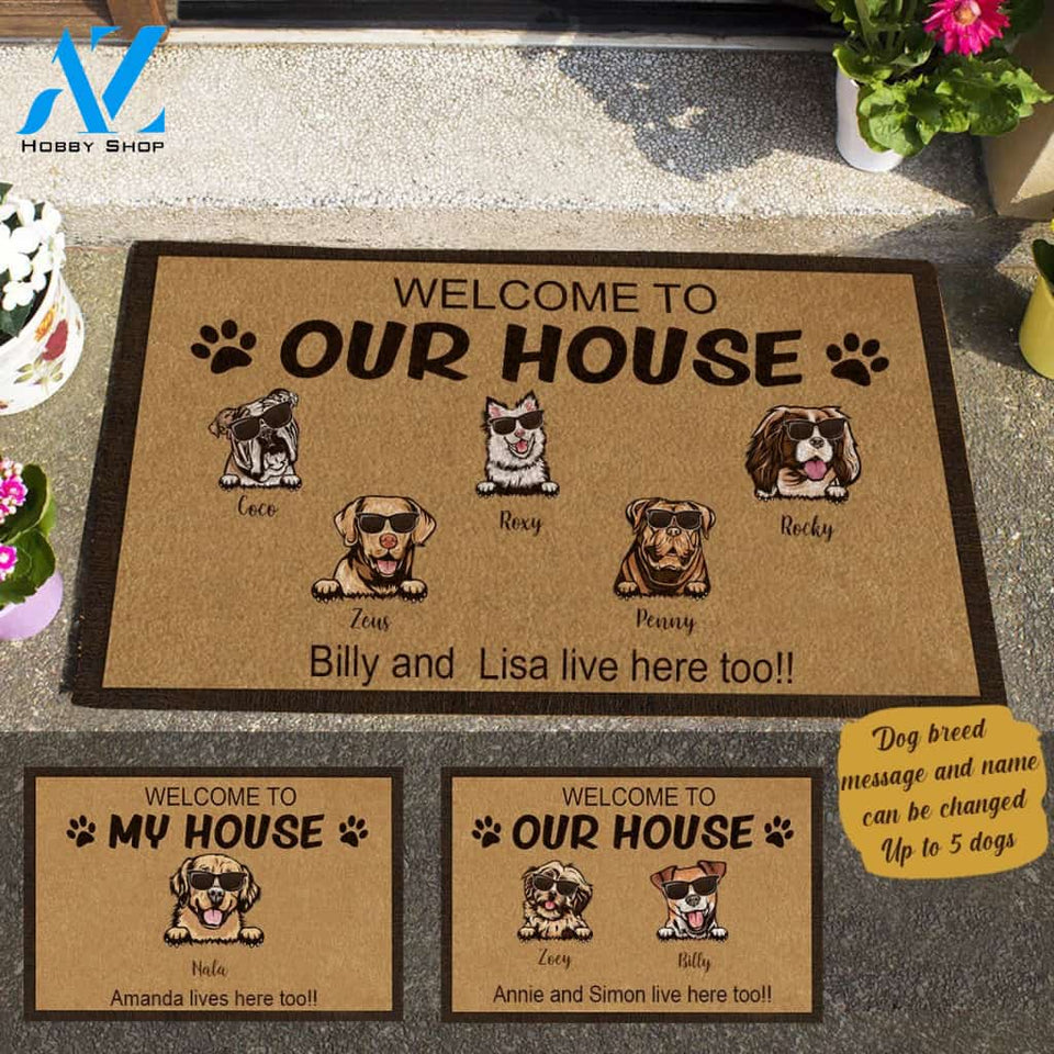 Cool Dog, Welcome To My House Personalized Doormat