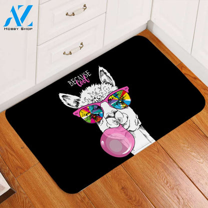 Cool Llama Black Door Mat
