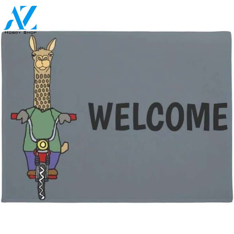 Cool Llama Riding Bicycle Doormat Welcome Mat House Warming Gift Home Decor Gift for Llama Lovers Funny Doormat Gift Idea