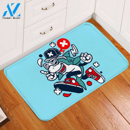 Cool Shark Light Blue Door Mat