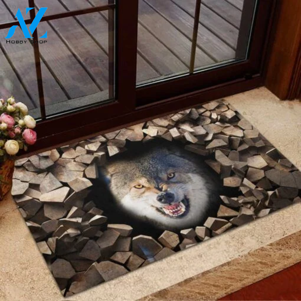 Cool Wolf Rubber Base Doormat